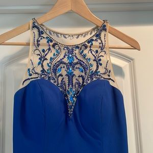 Beautiful formal blue dress with beads and details